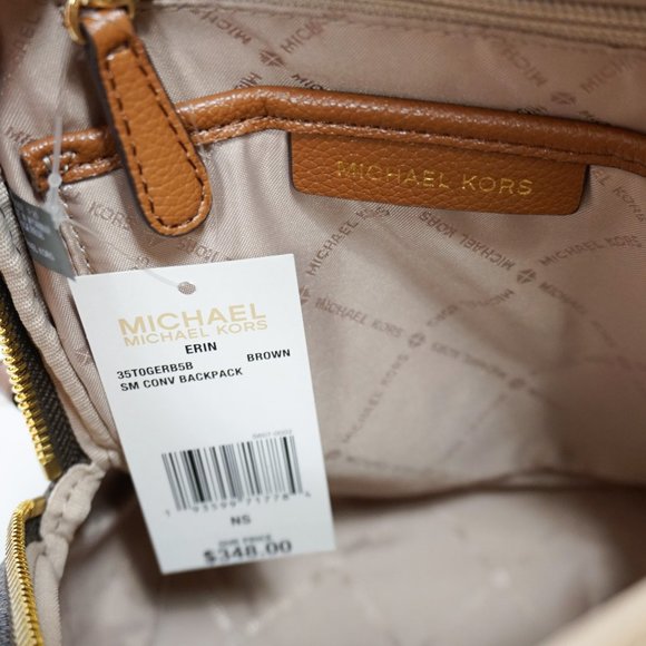 Michael Kors Erin MINI backpack PVC MK Brown - Picture 7 of 10